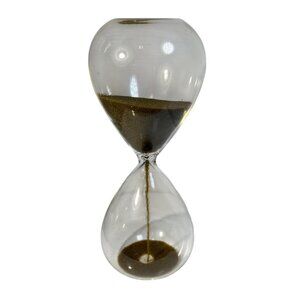 Hourglass Timer Clear Glass With Brown Sand 7" Tall
